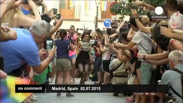 Gay pride celebrated in Madrid with a race in high heels