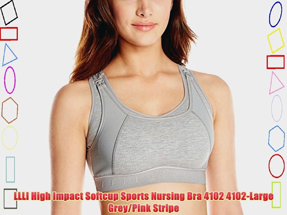 LLLI High Impact Softcup Sports Nursing Bra 4102 4102-Large Grey/Pink Stripe