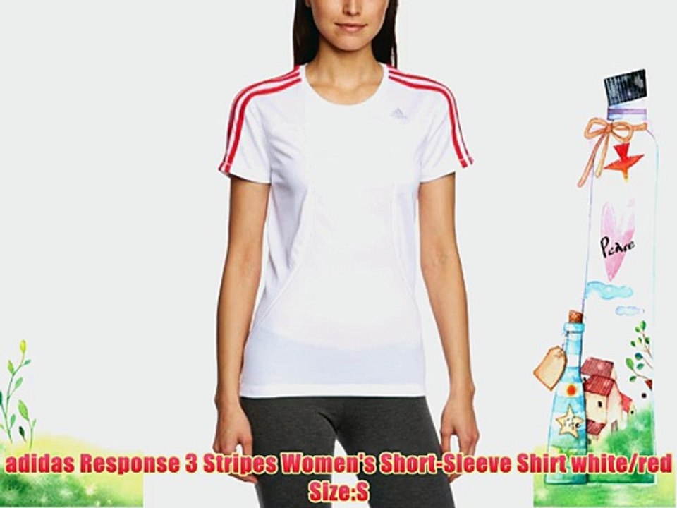 adidas Response 3 Stripes Women's Short-Sleeve Shirt white/red Size:S