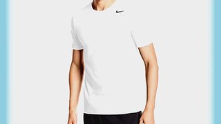 Nike Men's Dri-Fit Cotton Version 2.0 Short Sleeve Shirt - White/White/Black Medium