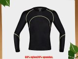 Santic Men's Compression Base Layer Shirt Long Sleeve Jersey Yellow Pattern Size L