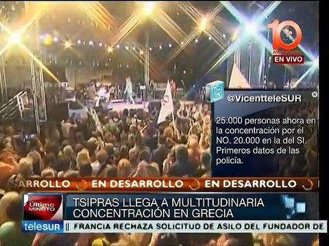 Tsipras dirige mensaje a griegos en cierre de campaña por el no