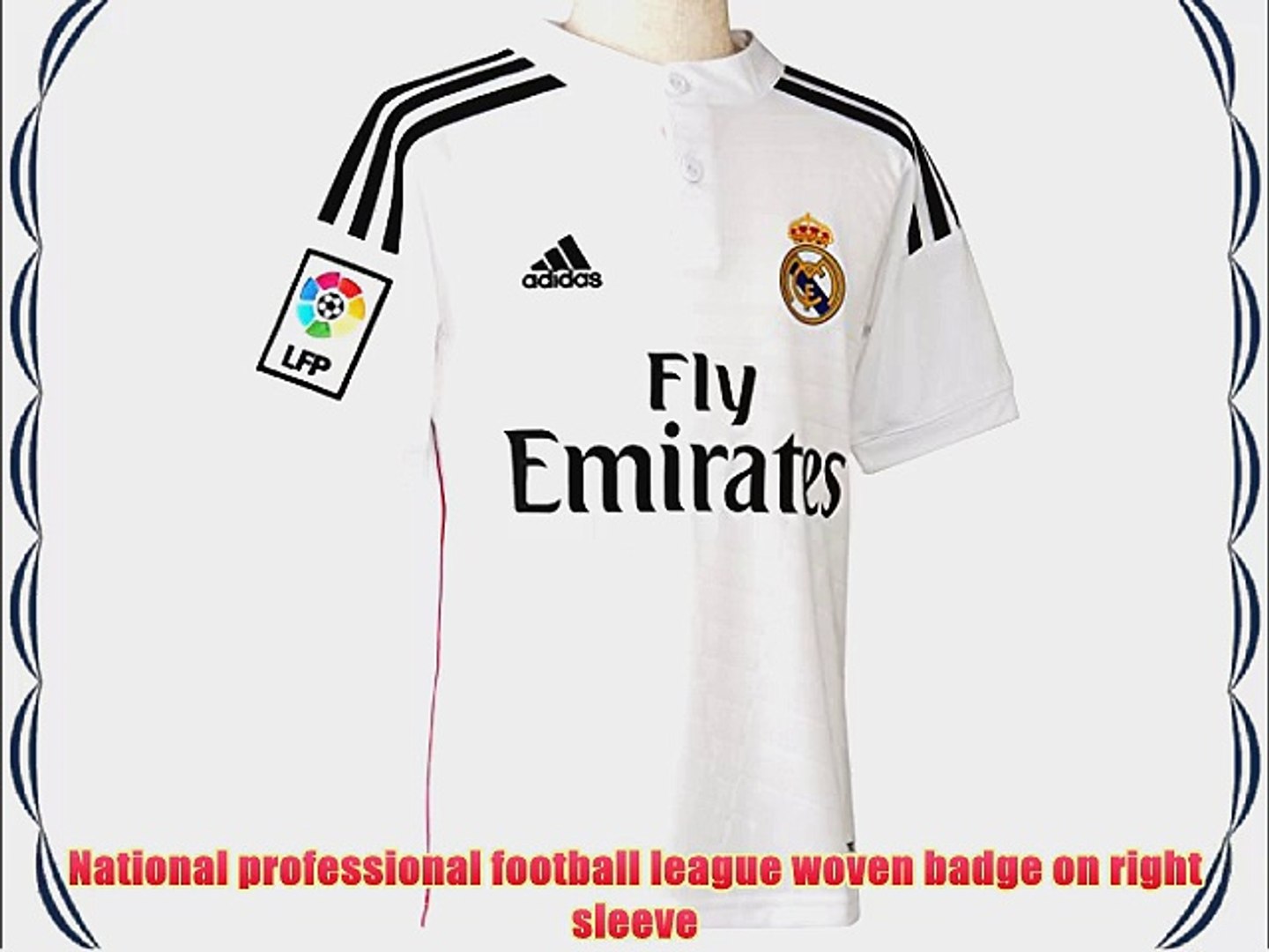 ⁣Adidas Boy's Real Madrid Home Jersey - White/Black/Blast Pink Size 176