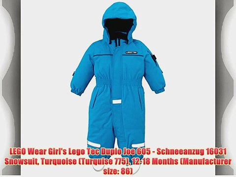 LEGO Wear Girl's Lego Tec Duplo Joe 605 - Schneeanzug 16031 Snowsuit Turquoise (Turquise 775)