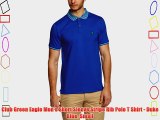 Club Green Eagle Men's Short Sleeve Stripe Rib Polo T Shirt - Duke Blue Small