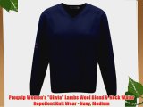 Proquip Women's Olivia Lambs Wool Blend V-Neck Water Repellent Knit Wear - Navy Medium