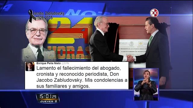 Lolita Ayala LLORA Al dar la Noticia del Fallecimiento Jacobo Zabludovsky 02 de julio del 2015