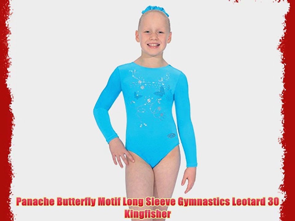 Panache Butterfly Motif Long Sleeve Gymnastics Leotard 30 Kingfisher