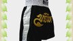 Art of Fighting Muay Thai Kick Boxing Adults Shorts Black Silver and Gold (L)