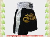 Art of Fighting Muay Thai Kick Boxing Adults Shorts Black Silver and Gold (L)