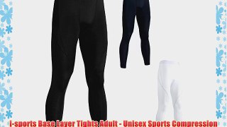 i-sports Base Layer Tights Adult - Unisex Sports Compression Leggings/Pants - Black/Navy/White