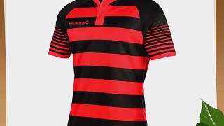 KooGa Mens Touchline Hooped Match Rugby Shirt (S) (Black/Red)