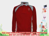 [Red Large] NEW MENS WOMENS WELSH WALES CYMRU OFFICIAL WRU 100% COTTON RED RUGBY SHIRT W-001