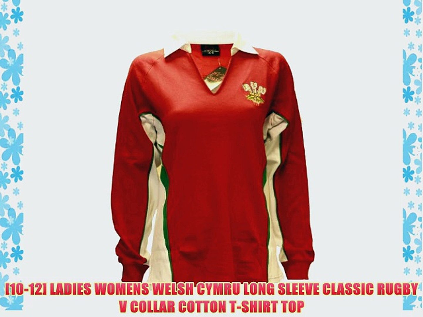 10 12 Ladies Womens Welsh Cymru Long Sleeve Classic Rugby V
