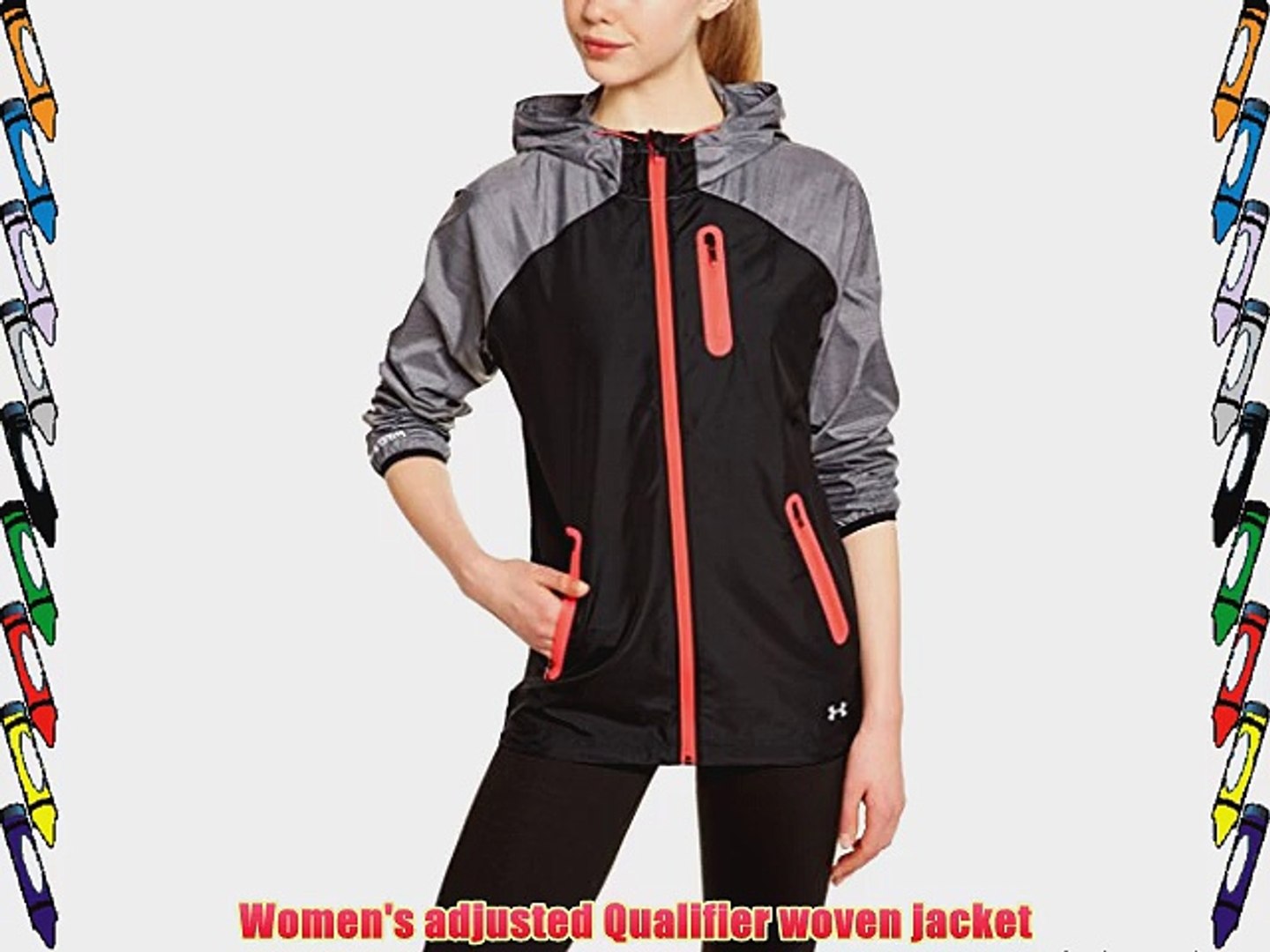 ⁣Under Armour Women's Qualifier Woven Running Jacket - Black/Pink Shock/Reflective Medium