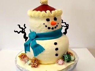 How to make cake Snowman made with butter cream icing wa