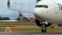 Emirates Airbus A380 crosswind takeoff, Jet2 737 go-around Thomas Cook 767 up close Manchester