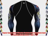 Fixgear Sports Mens Womens Compression Black Base layer Running Skull Printed T shirt L