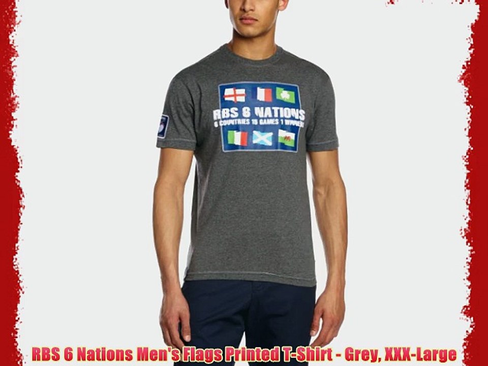 RBS 6 Nations Men's Flags Printed T-Shirt - Grey XXX-Large