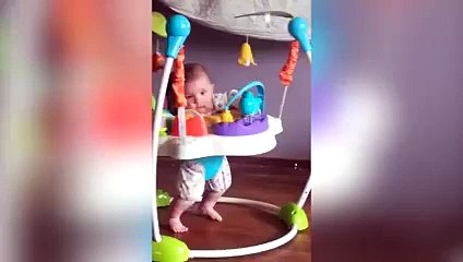 baby falls asleep mid jump.