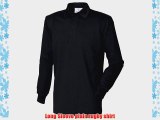 MAKZ Front Row Men's Long Sleeve Plain Rugby Shirt Black/ Black Small