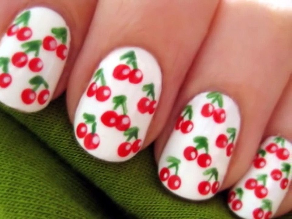 Cherry Nail Art for Short Nails