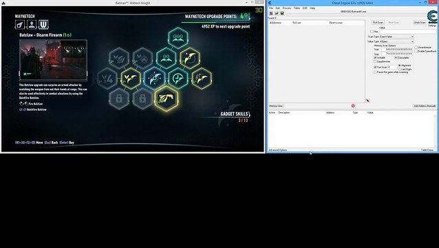 Batman: Arkham Knight Cheats - Infinite Waynetech Upgrade Points (Skill Points | Cheat Engine)