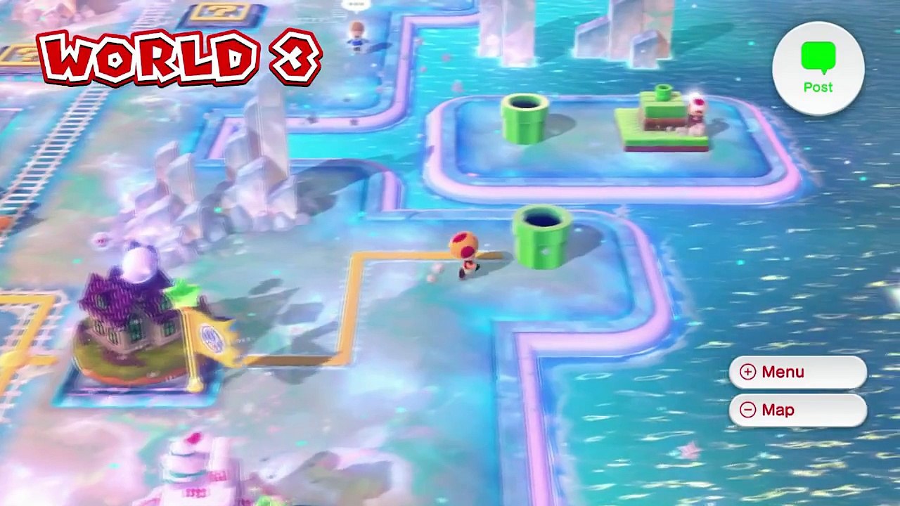 Super Mario 3D World: 3-Toad Captain Toad Makes a Splash (All Stars & Stamp) [Gameplay Walkthrough]