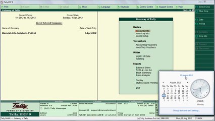 Set System Date as Current Date in Tally