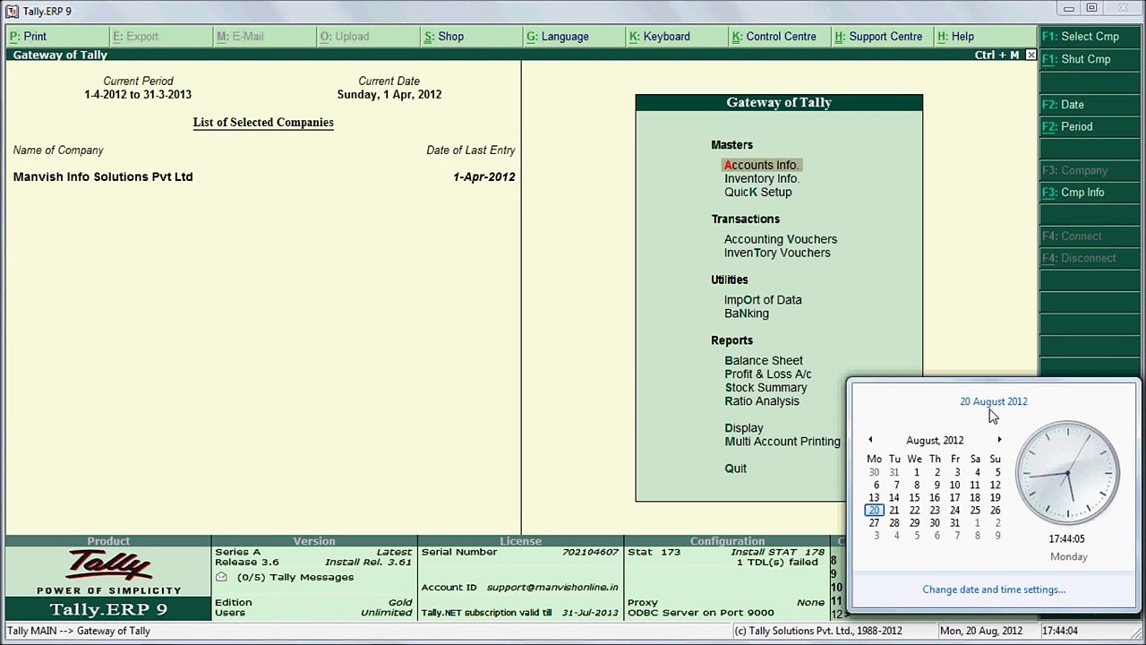 Set System Date as Current Date in Tally