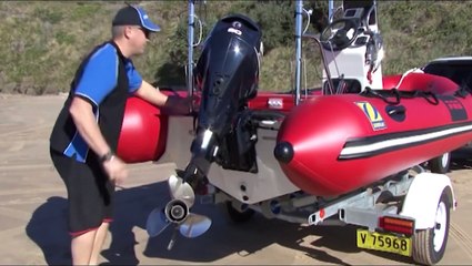 How to beach launch a boat in the surf.