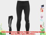 adidas Mens Response Running Climalite Technology Ankle Zip Sport Workout Tights Black/White
