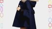 Bepei Women Winter Warm Hooded Batwing Poncho Cape Coat Shawl Woolen Cloak Outerwear Navy L