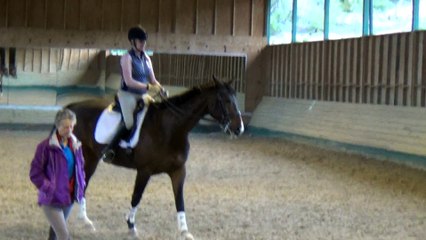 May 18, 2015 Mary Wanless, riding Bonito, struggling to go left