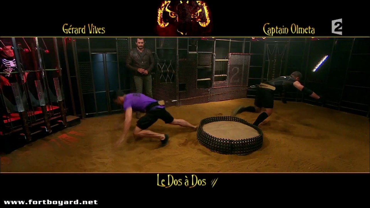 Fort Boyard 2015 : duel du Dos à dos entre Gérard Vivès et Captain Olmeta (émission du 4 juillet 2015)