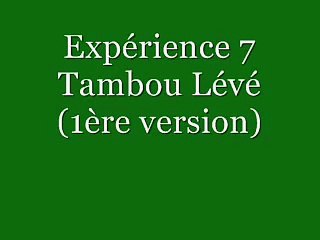 Expérience 7 - Tambou Lévé (1ère version)
