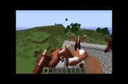 Minecraft NPC village seed 1.7.10 with plenty of horses and houses over a lava pit