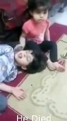 Little Girl Cries Over Her Brother Playing Dead