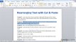 MS Word Rearranging text using Cut, Copy, and Paste