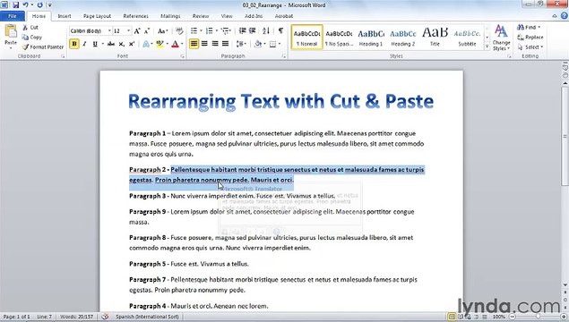 MS Word Rearranging text using Cut, Copy, and Paste