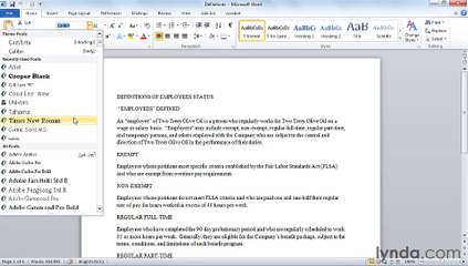 MS Word Working with fonts