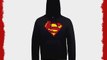 DC Comics Men's DC0000396 DC Comics Official Superman Shards Logo Hooded Long Sleeve Hoodie