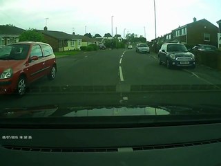 Near miss for 1 and 1/2 year old toddler crossing road after escaping from home.