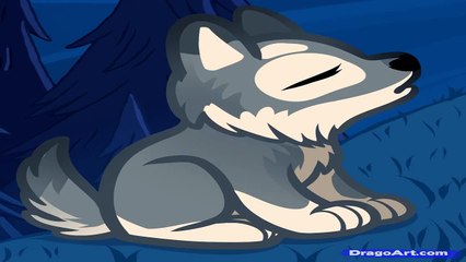 cartoon wolf howling
