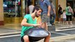 Street Music in Italy. Playing the Hang Instrument. Steelpan. Seen in Turin