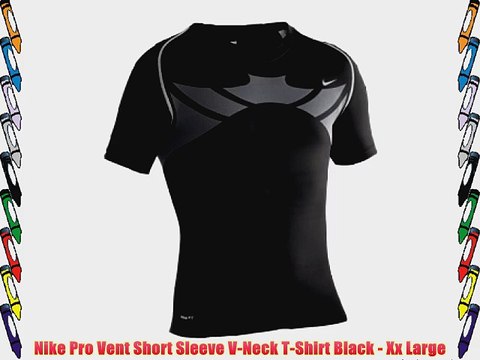 Nike Pro Vent Short Sleeve V-Neck T-Shirt Black - Xx Large