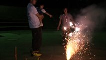 家族と犬達ハスキーと隅田川で花火 fireworks with  family