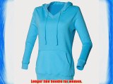 Skinni Fit Ladies/Womens Long-Line V Neck Hooded Sweatshirt / Hoodie (L) (Surf Blue)