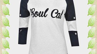 SoulCal Womens Ladies Cal Baseball Tee Top 3/4 Sleeves White/Navy XS