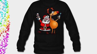 Spreadshirt Men's Santa Claus and his reindeer Sweatshirt black L